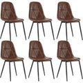 Lestarain Esszimmerstuehle 6er Set Kunstleder Ergonomisch Metallbeine Rueckenlehne Gepolstert Fuer Kueche Braun