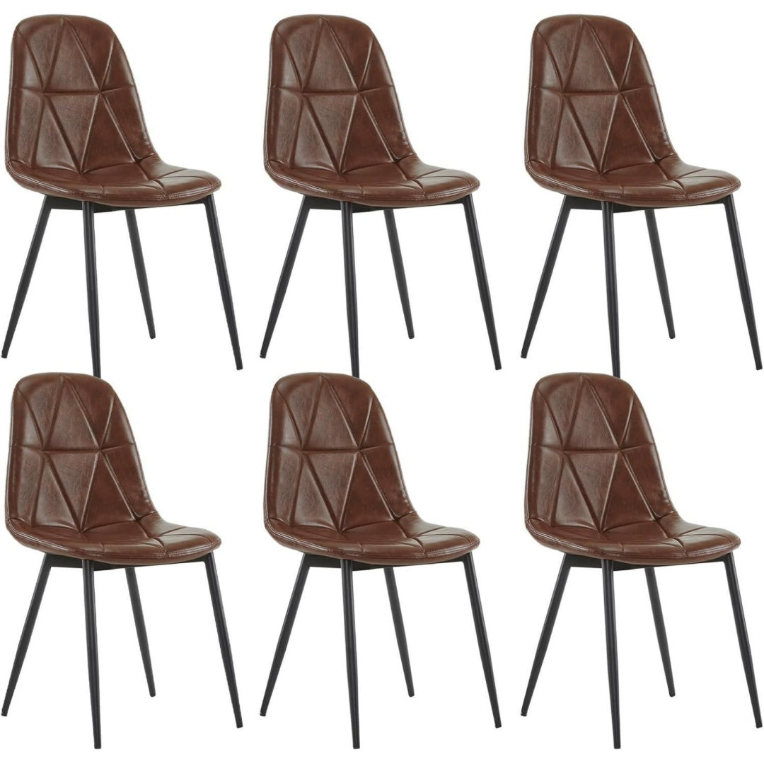 Lestarain Esszimmerstuehle 6er Set Kunstleder Ergonomisch Metallbeine Rueckenlehne Gepolstert Fuer Kueche Braun