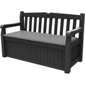 Sitzbank fuer Balkon und Garten Grau 140x60x84cm Gartenbank mit integrierter Kissenbox mit 265 l Stauraum wetterfest