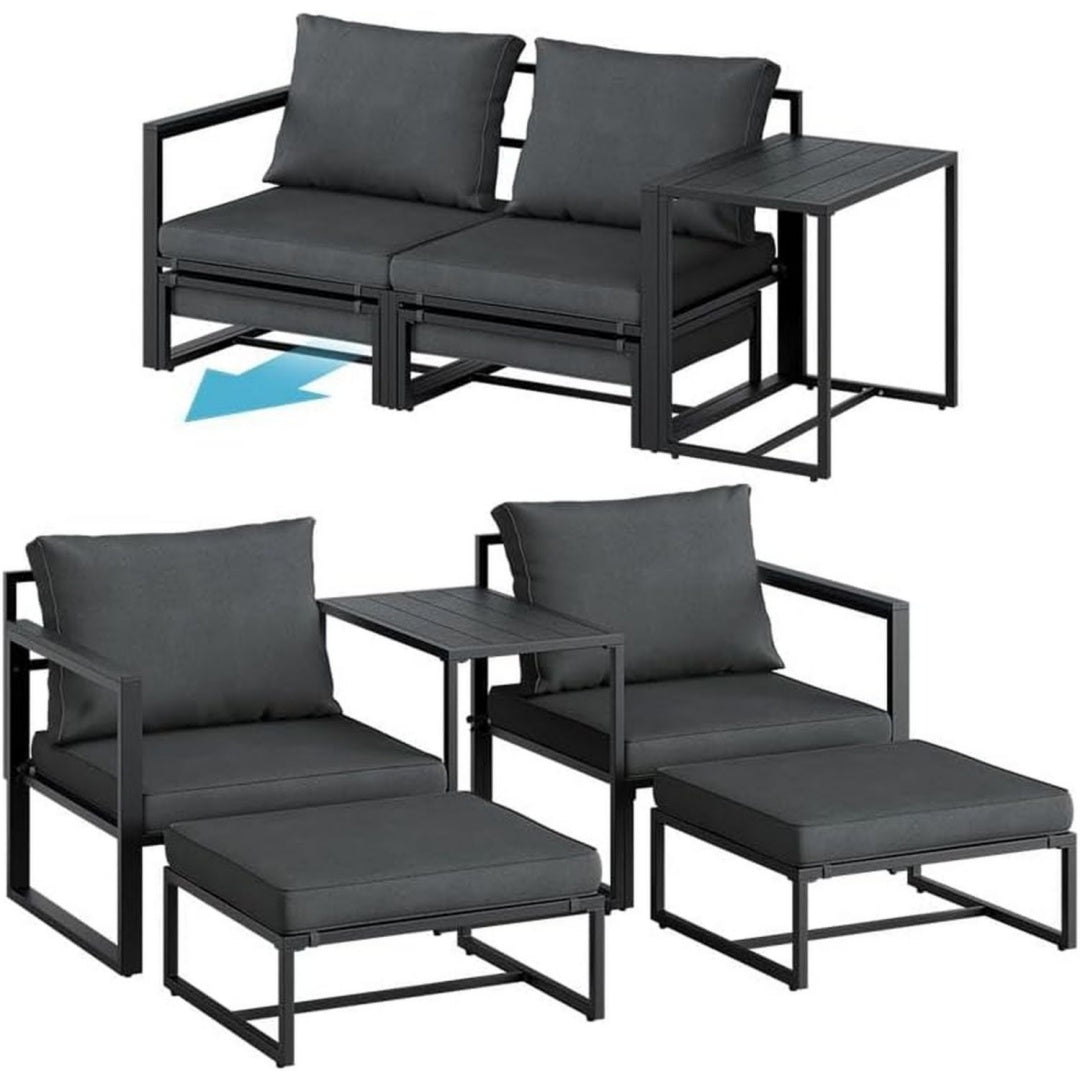 Asteri Gartenmoebel Set Schwarz anthrazit 5-teilig Sitzgruppe