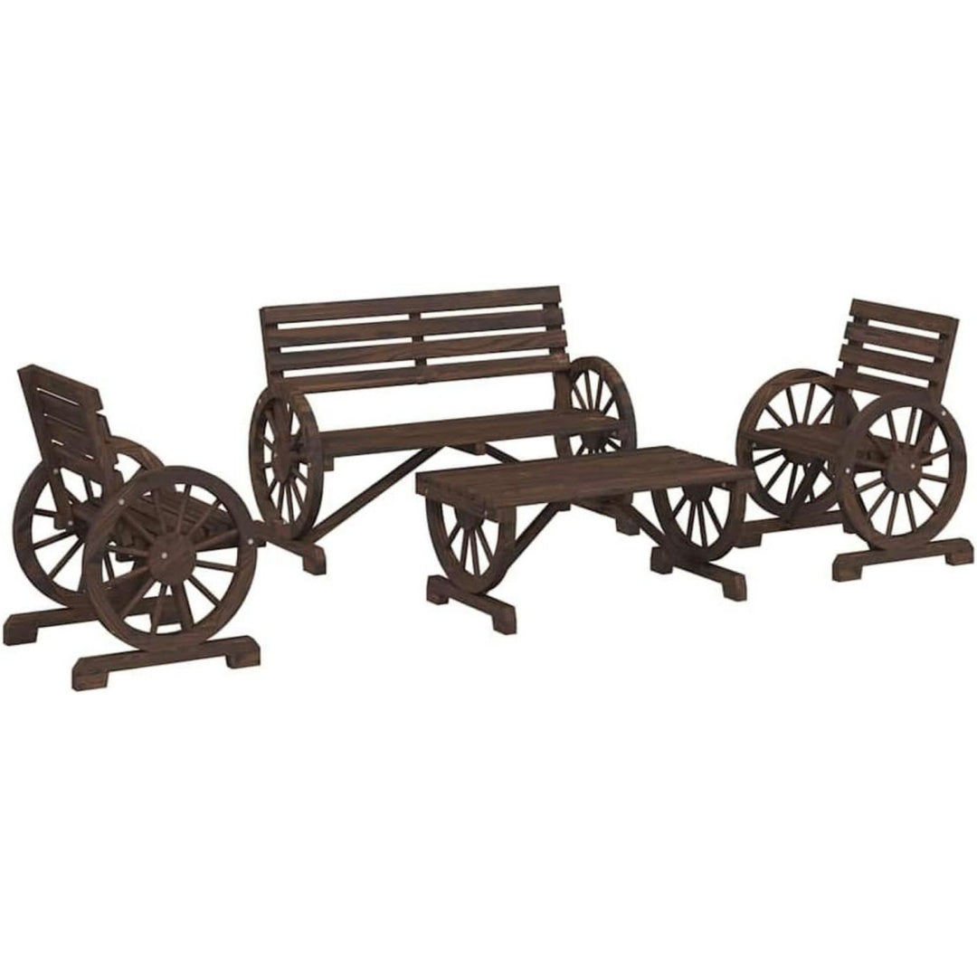 4-TLG. Garten-Lounge-Set Massivholz Tanne