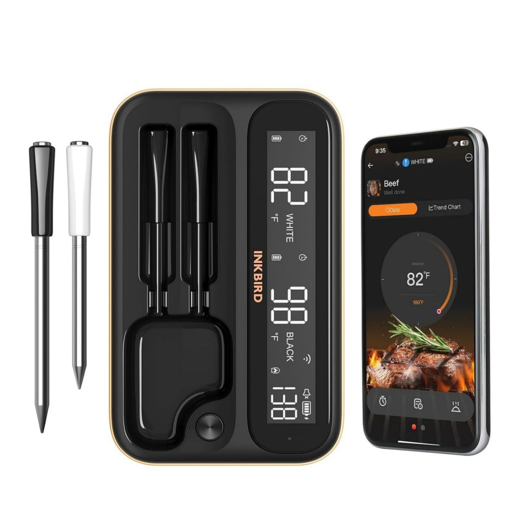 Inkbird Fleischthermometer kabellos 2 Sonden Grillthermometer Bluetooth WiFi 5G 2.4G wasserdicht