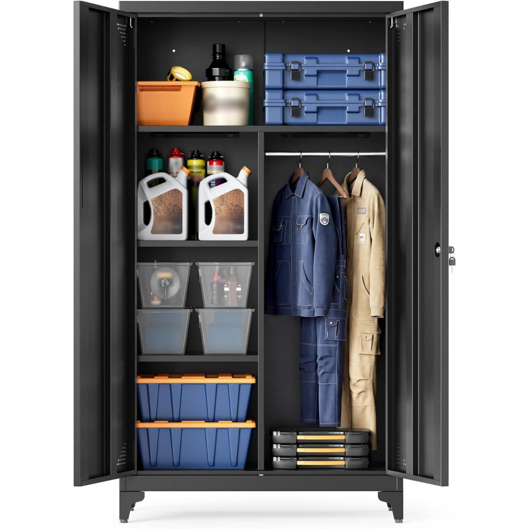 Metallschrank Schwarz 80 x 40 x 165 cm 5 Faecher 80 40 165 cm