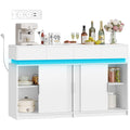 Sideboard mit 4 Schubladen Weiß 40 x 140 x 85 cm Kuechenschrank mit 4 Schiebetueren Buffetschrank mit Steckdosenleiste und LED-Licht verstellbares