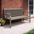 Gartenbank Metall in Holzoptik Grau Wetterfeste Sitzbank Outdoor Bank 23 Sitzer fuer Balkon Garten