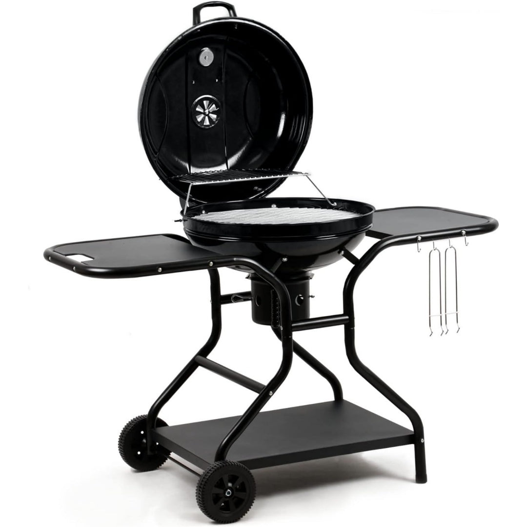 Kugelgrill 57 cm mit Ablageflaeche und Grillrostheber Grillflaeche 54 5 cm BBQ Kugelgrill Holzkohle Barbecue Grill Holzkohle rund