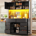 Hochschrank Schwarz Kuechenschrank mit Smart LED Beleuchtung Hochschraenke fuers Wohnzimmer