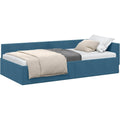 Eckbettgestell mit Kopfteil 90 cm x 200 cm Samt Blau