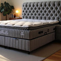 Fluffy Boxspringbett mit Matratze Bettkasten Bett mit Stauraum - Komplettset mit 7-Zonen Orthopaedischer Matratze mit Topper Allergenfrei Grau