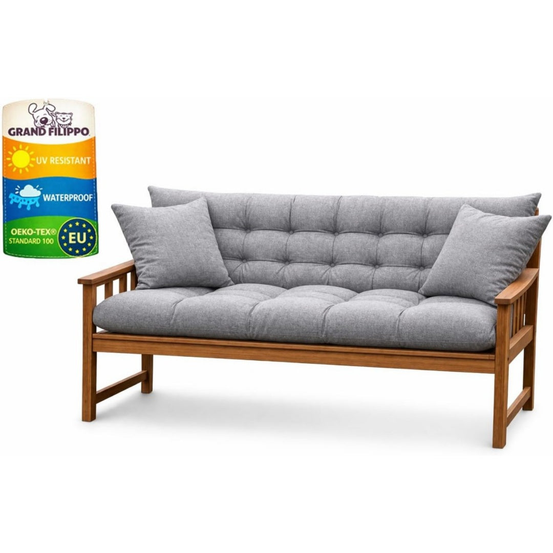 Filippo Bankauflage - Sitzkissen Outdoor fuer Hollywoodschaukel mit zwei Kissen - Bankkissen Wetterfest 160x50x60 Bestaendig Gegen Schimmel