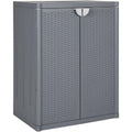 Gartenschrank PP -Optik Grau rattan 65x45x88 cm