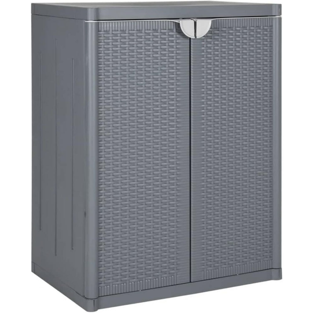 Gartenschrank PP -Optik Grau rattan 65x45x88 cm