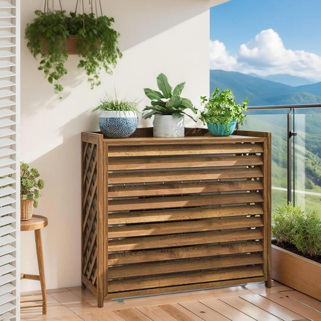 Klimaanlage Abdeckung Waermepumpe Verkleidung Balkon Sichtschutz Blumenstaender Draussen Klimaanlage Abdeckung Aussengeraet Gartenregal Wetterfest