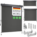 Azurian Senkrechtmarkise anthrazit 200x250 cm mit Handkurbel Sichtschutz Balkon