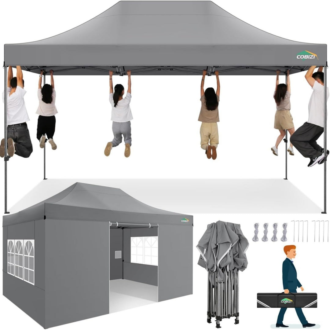 Pavillon Grau 3x4,5 5 Wasserdicht Stabil Winterfest Pop Up Faltpavillon