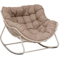 Hesperide Paopao Schaukelstuhl in Ton und Epoxidstahl Beige 96 x 109 x 83 cm rostbestaendig Kissen gepolstert ultraweich fuer den Aussenbereich
