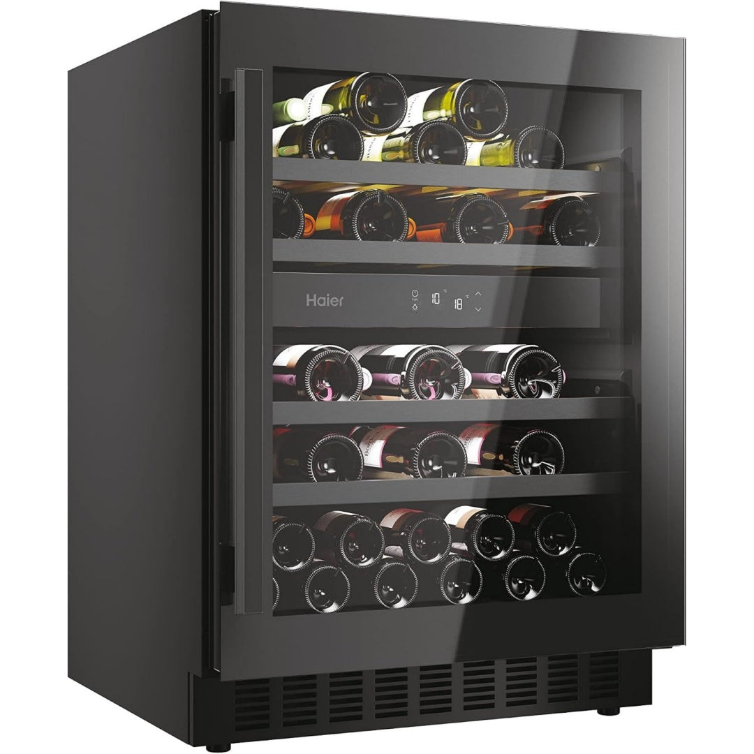 Haier H-WINE 700 HAKWBD 60/unterbaufaehiger Weinklimaschrank/2 Temperaturzonen fuer - - und Schaumwein/sehr leise/Platz fuer 44
