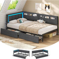 KIMENICH Tagesbett Grau 90x200 cm LED-Beleuchtung 2 Schubladen