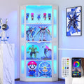 Eck-Vitrine 165cm mit LED-Beleuchtung Intelligente Sensorik 4-stufige Schauvitrine Weiß Glasvitrine fuer Wohnzimmer Buero Sammlerstuecke Spirituosen