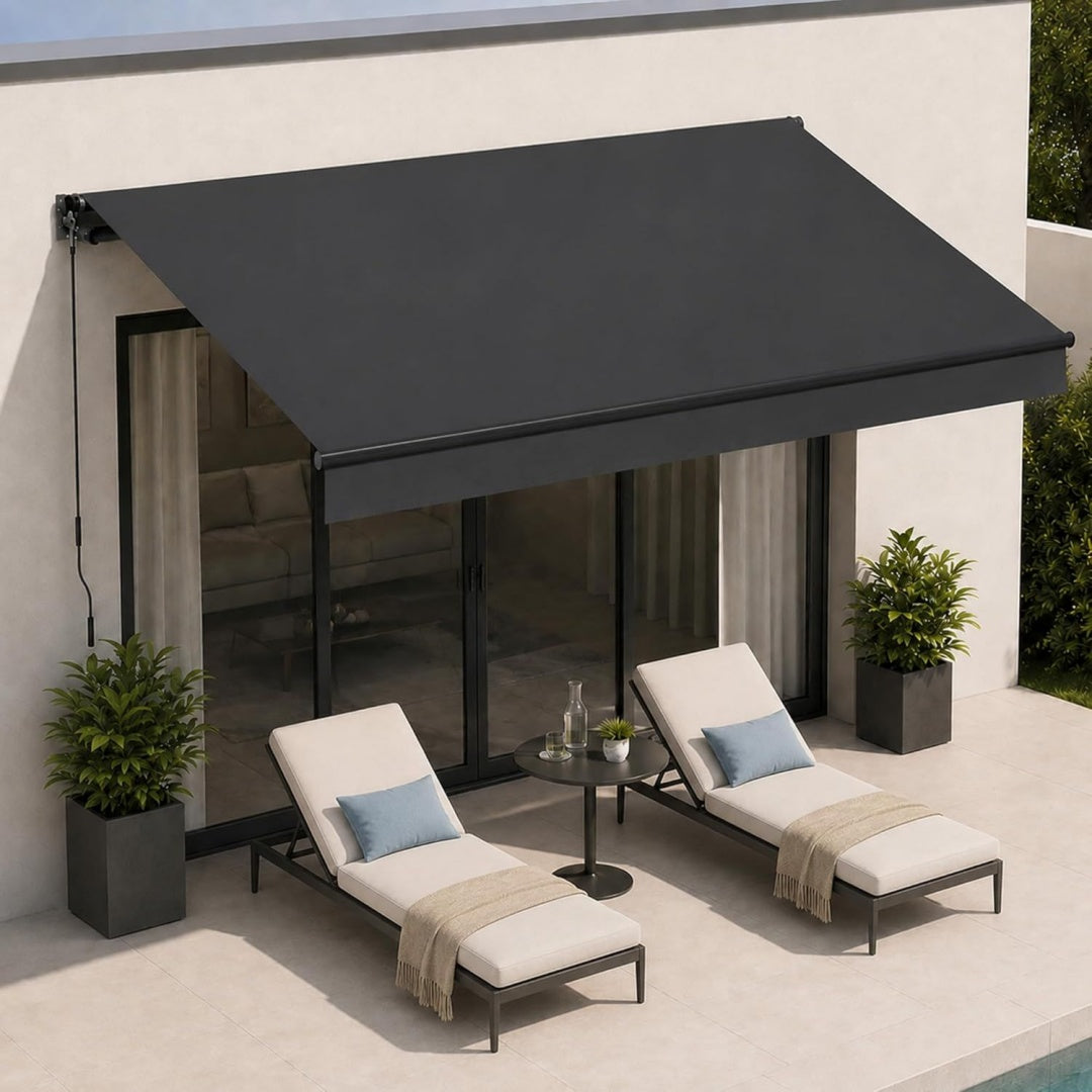 BelleMax Gelenkarmmarkise Markise anthrazit 250x200cm Terrassenmarkise mit Handkurbel Einstellung(5-60