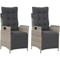 Gartensessel mit Fussteil 2Stk. Verstellbar Poly Grau rattan