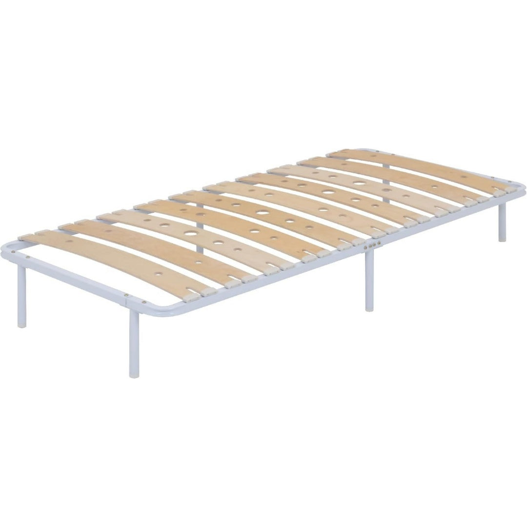 I-flair Metallbett Gaestebett Austen Stabiles Bettgestell mit perforierten Latten aus Birkenholz fuer optimale Belueftung Weiß 100x200 cm 27 cm