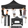 Pavillon Wasserdicht Stabil Winterfest mit 4 Seitenwand Schwarz 3x3 Pop Up Zelt Faltpavillon Sonnenschutz Pavillion Klappbar Zelte