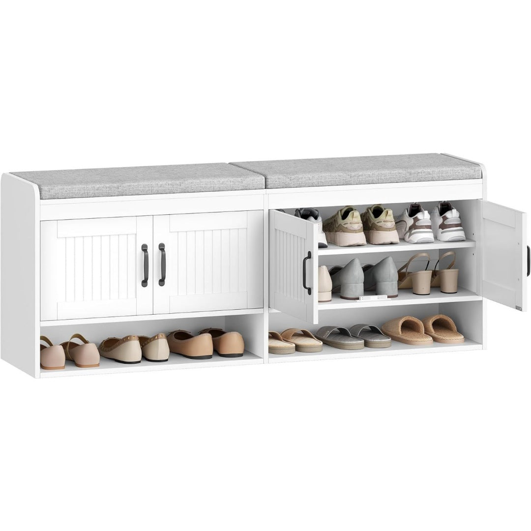 Schuhschrank mit Sitzbank Weiß 35 x 140 x 54 cm Schuhschrank Freiflaeche